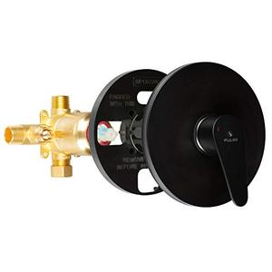 lot 1100130 image: PULSE ShowerSpas 3001-RIV-PB-MB Tru-Temp Mixing Valve, Pressure Balance Rough-In Valve Trim Kit, Round, 12 NPT, Matte Black