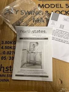 lot 1100135 image: Toddleroo by North States 47.85 Wide Easy Swing & Lock Baby Gate - Series 2 Extra Security Safety Latch. Hardware Mount.