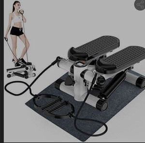 lot 1100138 image: MGIZLJJ Mini Stepper Mini Fitness Exercise Machine Stair Stepper Exercise Equipment with Resistance Bands and Twisting Action