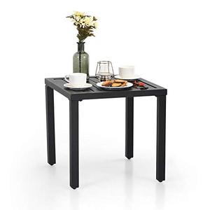 lot 1100139 image: Sophia & William Patio Outdoor End Table, Metal Small Square Side Tables, Portable Black Coffee Bistro Table, 19