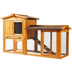lot 1100162 image: Ogrmar Chicken Coop Large Wooden Outdoor Bunny Rabbit Hutch Hen Cage with Ventilation Door, Removable Tray & Ramp Garden Backyard Pet House Chicken Nesting Box