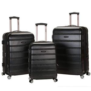 lot 1100200 image: Rockland Melbourne Hardside Expandable Spinner Wheel Luggage, Black, 3-Piece Set (202428)