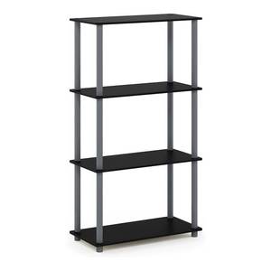 lot 1100207 image: Furinno (99557BKGY) Turn-N-Tube 4-Tier Multipurpose Shelf Display Rack - BlackGrey