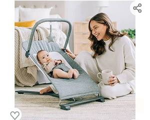 lot 1100210 image: Baby Delight Alpine Deluxe Portable Bouncer, Infant, 0 - 6 months, Charcoal Tweed
