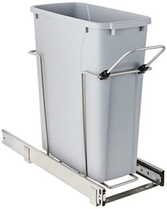 lot 1100222 image: Knape & Vogt RS-PSW9-1-20-P 17 in. H x 8 in. W x D Steel in-Cabinet 20 Qt. Single Platinum Pull Out Trash Can