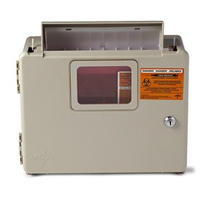 lot 1100243 image: Medline 5 Quart Locking Sharps Cabinet (Pack of 5)
