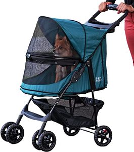 lot 1100246 image: Pet Gear No-Zip Happy Trails Pet Stroller for CatsDogs, Zipperless Entry, Easy Fold with Removable Liner, Safety Tether, Storage Basket  Cup Holder, 3 Colors