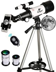 lot 1100278 image: Gskyer Telescope, 70mm Aperture 400mm AZ Mount Astronomical Refracting Telescope for Kids Beginners - Travel Telescope with Carry Bag, Phone Adapter and Wireless Remote