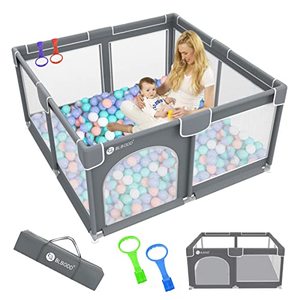 lot 1100287 image: Baby Playpen,59x 59Playpen for Babies, Large Baby Play Yards Indoor Sturdy Safety Playpen for Toddlers,No Gaps Baby Fence Play Area, Baby Gate Playpen (Gray)