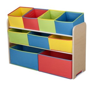 lot 1100296 image: Delta Children Deluxe 9-Bin Toy Storage Organizer - Greenguard Gold Certified, NaturalPrimary