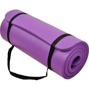 lot 1100325 image: BalanceFrom All Purpose 1-Inch Extra Thick High Density Anti-Tear Exercise Yoga Mat with Carrying Strap