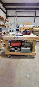 lot 29796 image: 4ft Wooden 2-Tier Mobile Table