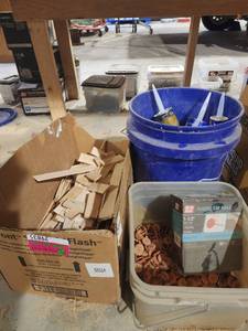 lot 29835 image: Lot of GRIP Rite Plactic Cap Nails, Wood Shims and Liquid Nails