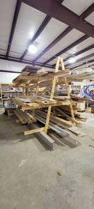 lot 29890 image: Wooden Double Sided 3-Tier Lumber Rack W Lumber
