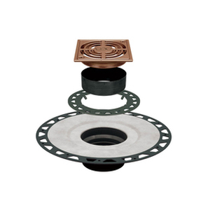 lot 13950 image: Schluter Systems Anodized Aluminum ABS Flange Brushed Copper DRAIN Kit Item No. KD2ABSAKGB