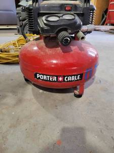 lot 29974 image: Porter Cable 6 gal Pancake Portable Air Compressor 150 psi