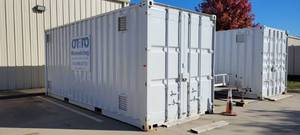 lot 5914 image: 20ft White Shipping Conex W Wooden Shelving