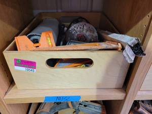 lot 10545 image: Dewalt electronic plunge cut router, Set Squares, crowbar, and More