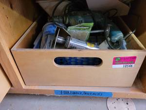 lot 10546 image: Central Pneumatic cut off tool, Makita drill, locks and much more