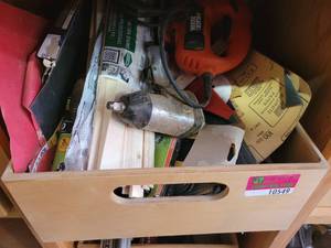 lot 10549 image: Black and decker Jig saw, Sandpaper, and More