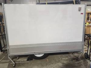 lot 10624 image: Double Sided Whiteboard and Corkboard on Wheels
