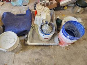 lot 10733 image: Large Lot of Drywall Assortments and Sump pump