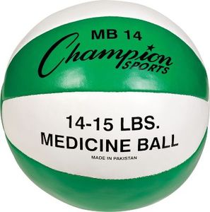 lot 4417 image: Champion Sports 14-15lb Leather Medicine Ball