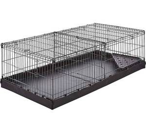 lot 4421 image: Indoor-outdoor Small Pet Habitat Cage With Canvas Bottom, With Divider, Black