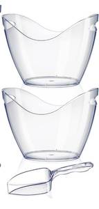 lot 4428 image: Plastic Clear Ice Bucket with Ice Scoops Clear Acrylic Ice Tub Plastic Wine Bucket Party Beverage Chiller Bin Parties Ice Bucket for Wine Champagne or Beer