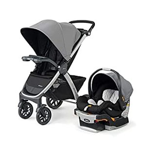 lot 4444 image: Chicco Bravo 3-in-1 Travel System including Bravo Quick-Fold Stroller and KeyFit 30 Infant Car Seat with Base, Camden. Retails $449