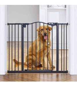 lot 4465 image: InnoTruth 29-39.6 Width Auto Close Baby Gate, 30 Tall Wide Dog Gate for Pets, Easy Install Walk Through for Doors, Hallways, House, Safety KidPuppy Pressure or Hardware Mounted Metal Gate, Black