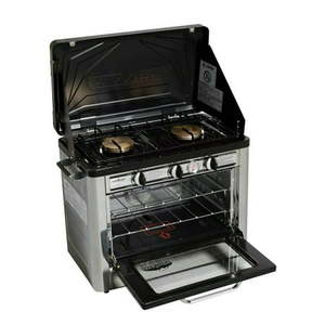lot 4492 image: Camp Chef Outdoor Portable Dual Burner Camping Home Patio RV Oven Stove - COVEN Retails $329