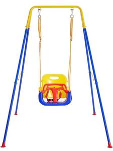 lot 4500 image: FUNLIO 3-in-1 Swing Set for Toddler with 4 Sandbags, Heavy-Duty Kid Swing Set for Backyard, Baby Swing IndoorOutdoor Play Retails $99