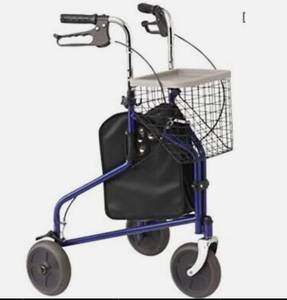 lot 4525 image: Gaurdian Rollator Walker Steel 3 Wheel Foldable Lightweight wBasket Pouch