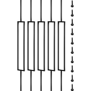 lot 4549 image: VEVOR Deck Balusters, 10 Pack Metal Deck Spindles, 44x0.5 Staircase Baluster with Screws, Iron Deck Railing for Wood and Composite Deck, Stylish Black Baluster for Outdoor Stair Deck Porch