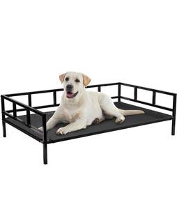 lot 4554 image: Veehoo Metal Elevated Dog Bed, Cooling Raised Pet Cot. Missing bolts. looks great otherwise.