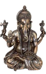 lot 4559 image: Design Toscano KY4610790 Sitting Lord Ganesha Elephant Statue, 11 Inch, Polyresin, Faux Bronze