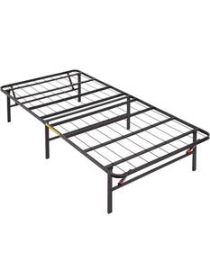 lot 4563 image: Foldable Metal Platform Bed Frame with Tool Free Setup, 14 Inches High, Twin, Black