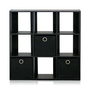 lot 4591 image: Furinno 13207 Simplistic 9-Cube Organizer with Bins