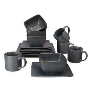 lot 4605 image: Better Homes & Gardens Dark Gray Square-Shaped 16-Piece Dinnerware Set