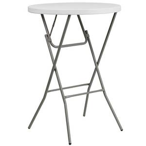 lot 4632 image: Flash Furniture 2.6-Foot Round Granite White Plastic Bar Height Folding Table