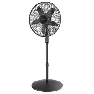 lot 33645 image: Lasko 18 Oscillating 4-Speed Large Room Pedestal Fan with Remote Control S18605 Black