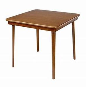 lot 33606 image: Hardwood Classic Straight Edge Folding Card Table - Fruitwood Finish