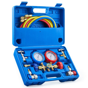 lot 4833 image: Orion Motor Tech AC manifold gauge set for refrigerants 3 way with hoses
