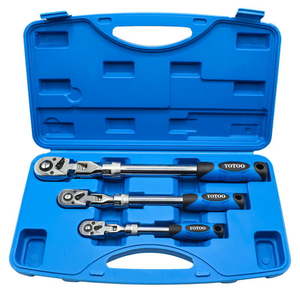 lot 4843 image: YOTOO Extendable Ratchet Set 3Pcs 14 38 & 12 Drive 72 Tooth Flex-Head
