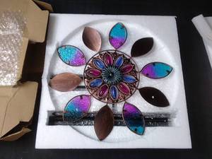 lot 4866 image: Colorful metal staked yard lawn garden wind spinner windmill 13 x 48