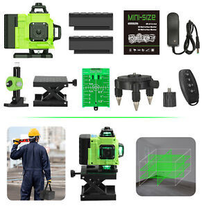 lot 4869 image: Elikliv rechargeable 4D 360 self leveling laser level measuring device target with target plate 2 batteries carry case eye protection