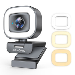 lot 4872 image: Jelly Comb streaming USB webcam with lighting 3 different colors 1080P magnetic privacy cover