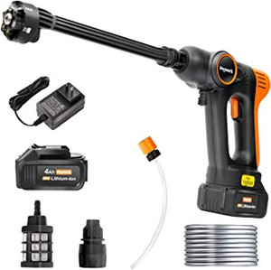 lot 4883 image: Hey work cordless rechargeable high pressure washer with case Missing the nozzle wand