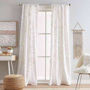 lot 3246 image: Gates Tufted Chenille Poletop Curtain Panel Pair- Retail$88.99